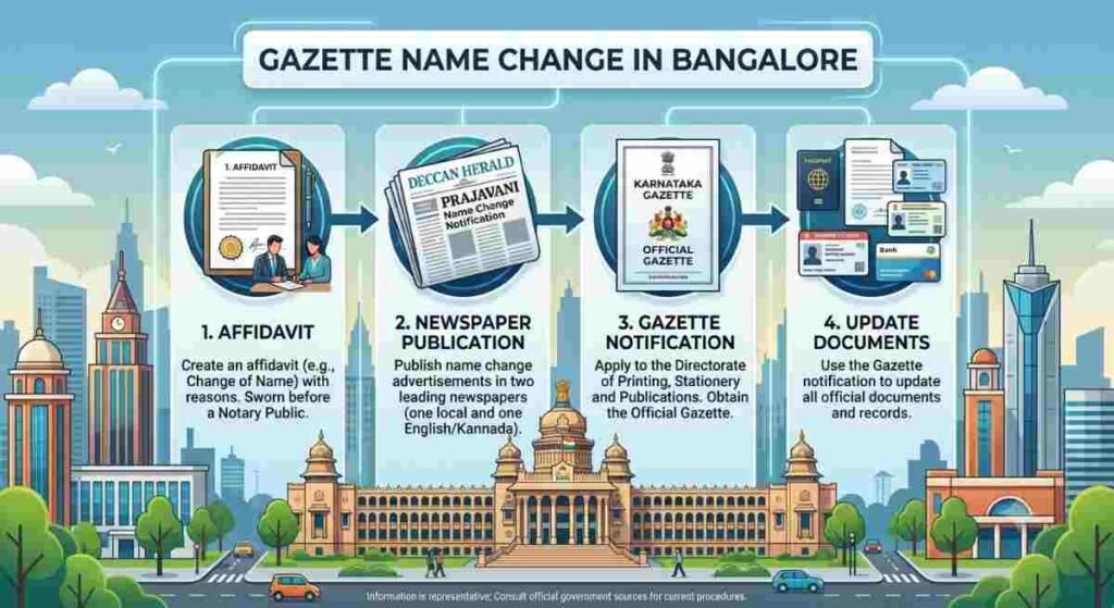 A legal document detailing the Gazette name change in Bangalore process