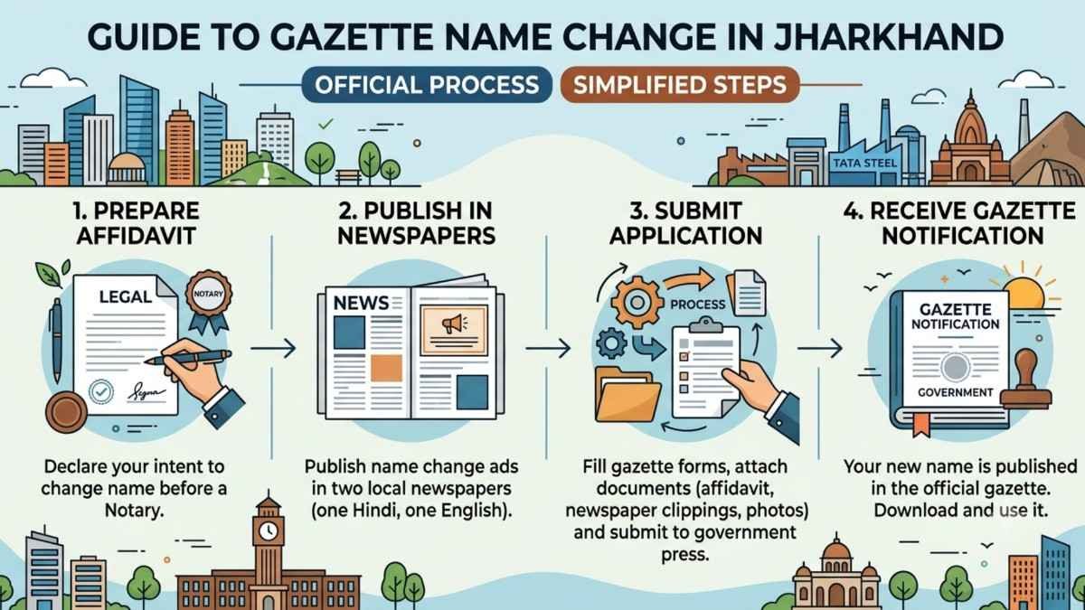 Official document and guide representing the Gazette Name Change in Jharkhand process