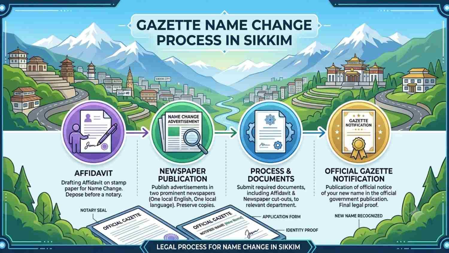 Step-by-step document guide and official notification layout for Gazette Name Change in Sikkim