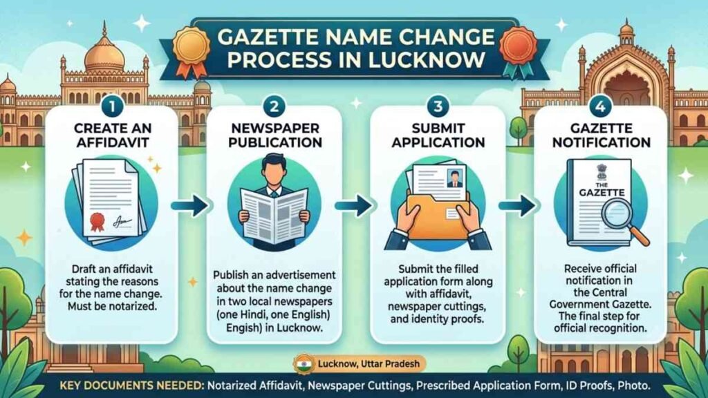 Gazette Name Change in Lucknow document and procedure