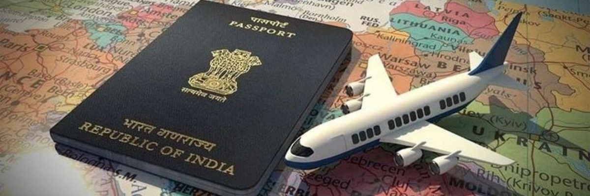 Indian Passport and Global Travel An Indian passport and a toy airplane placed on a world map, symbolizing the need for a name change in passport before traveling internationally.